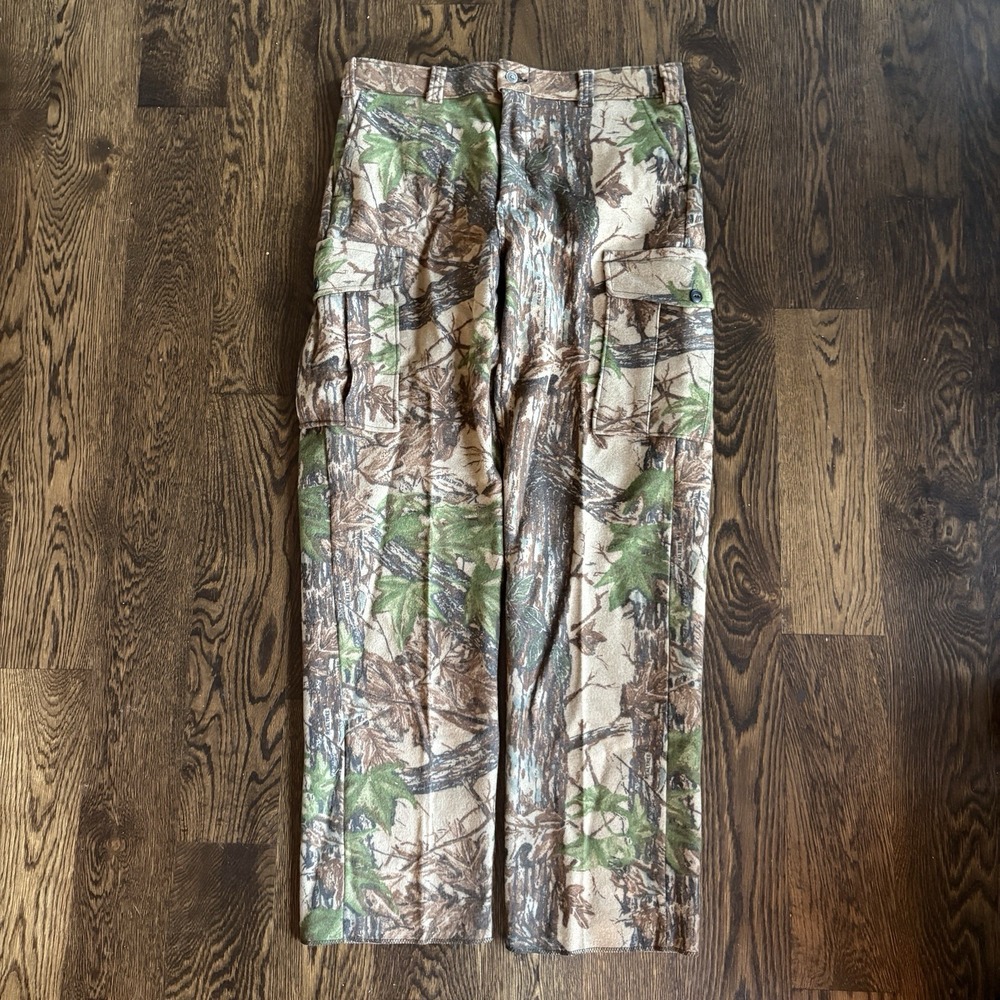 Vtg Cabelas Camo Wool Cargo Pants 36x34 Realtree Hardwoods Made in Canada 90s